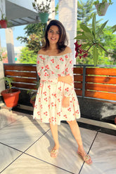 White Daffodil Printed Tier Dress
